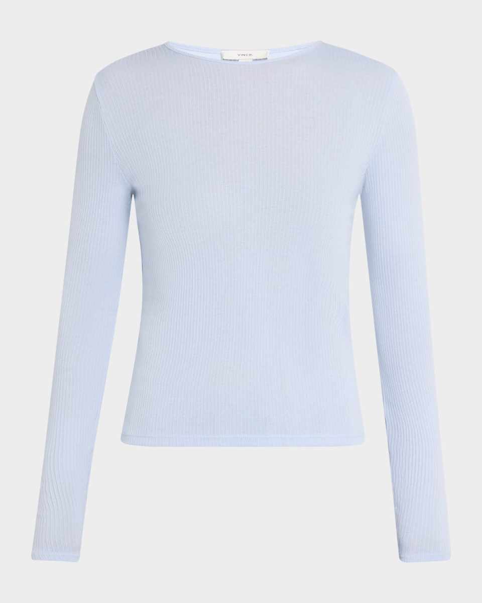 Ribbed Long-Sleeve Crewneck Top